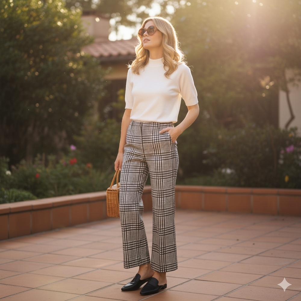 Vintage 60s I. Magnin McMullen Mod Geo Hi Waist Cropped Pants ,XS ( listing As)